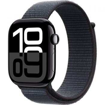 Apple Watch Series 10 , GPS, 46mm Jet Black Aluminium Case, Sport Loop Band, Ink