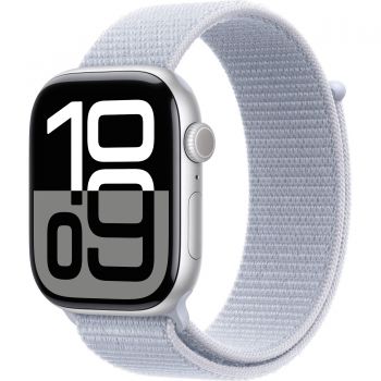 Apple Watch Series 10 , GPS, 46mm Silver Aluminium Case, Sport Loop Band, Blue Cloud