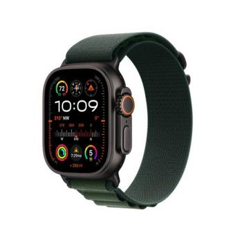 Ceas inteligent Smartwatch Apple Watch Ultra 2 GPS + Cellular, 49mm Titanium Case with Dark Green Alpine Loop, Large (Verde)