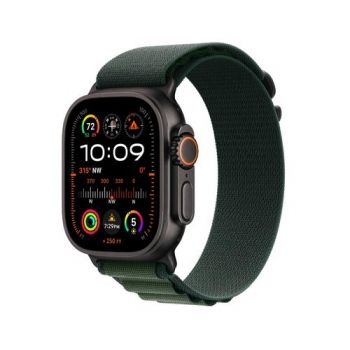 Ceas inteligent Smartwatch Apple Watch Ultra 2 GPS + Cellular, 49mm Titanium Case with Dark Green Alpine Loop, Small (Verde)