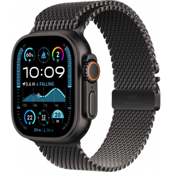 Ceas inteligent Smartwatch Apple Watch Ultra 2 GPS + Cellular, 49mm Titanium Case with Milanese Loop, Medium (Negru)