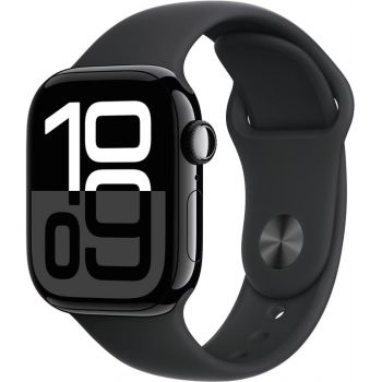 SmartWatch Apple Watch Series 10, 42mm Carcasa Aluminium Jet Black, Black Sport Band - M/L