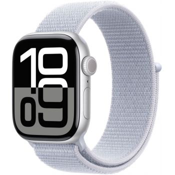 SmartWatch Apple Watch Series 10, 42mm Carcasa Aluminium Silver, Blue Cloud Sport Loop