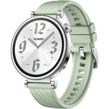 SmartWatch Huawei Watch GT 4, 41mm Stainless Steel, curea Green Fluoroelastomer