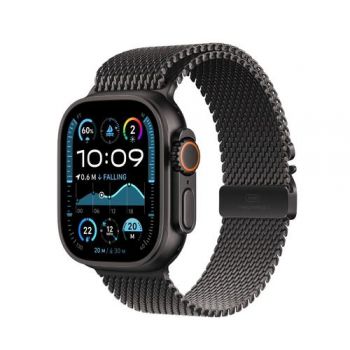 Ceas inteligent Smartwatch Apple Watch Ultra 2 GPS + Cellular, 49mm Titanium Case with Milanese Loop, Small (Negru)