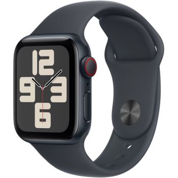 SmartWatch Apple Watch SE (2024) v3, 40mm Aluminium Midnight cu Midnight Sport Band - M/L, GPS + Cellular