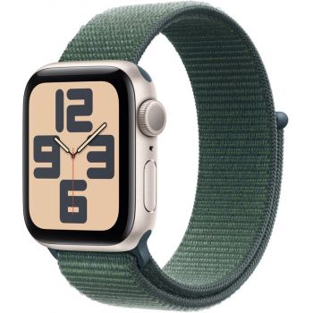 SmartWatch Apple Watch SE (2024) v3, GPS, 40mm Aluminium Starlight cu Lake Green Sport Loop