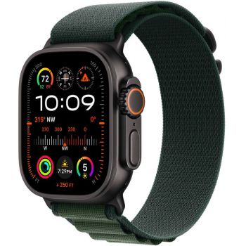 SmartWatch Apple Watch Ultra 2 v2, Cellular, 49mm Carcasa Titanium, Black/Dark Green Alpine Loop - L