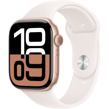 Apple Apple Watch 10 GPS, Carcasa Rose Gold Aluminium 46mm, Light Blush Sport Band M-L