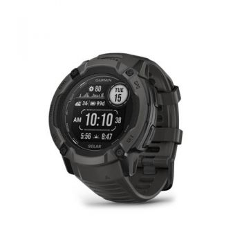 Ceas activity outdoor tracker Garmin Instinct 2X Solar, GARMIN PAY, 50mm, curea silicon, iOS | Android, Bluetooth, Rezistenta la apa 10 atm (Negru/Gri)