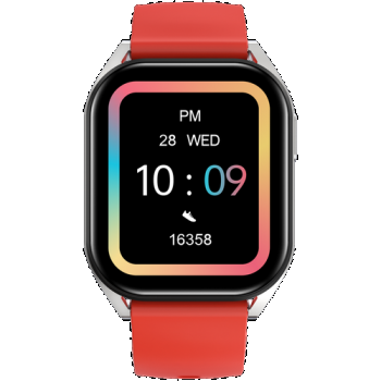 Ceas inteligent Smartwatch CANYON Chatter SW-58, Ecran IPS 1.8inch, Apel Bluetooth, Asistent vocal cu AI, Android/iOS, 123 moduri sport, Monitorizare sanatate, Waterproof IP67 (Argintiu/Rosu)