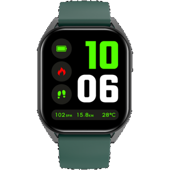 Ceas inteligent Smartwatch CANYON Chatter SW-58, Ecran IPS 1.8inch, Apel Bluetooth, Asistent vocal cu AI, Android/iOS, 123 moduri sport, Monitorizare sanatate, Waterproof IP67 (Negru/Verde)