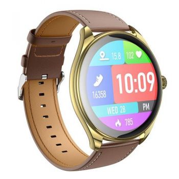 Ceas inteligent Smartwatch HOCO Y22, Ecran AMOLED 1.43inch, Procesor JL 7012A6, Bluetooth 5.2, Android/iOS, (Auriu)