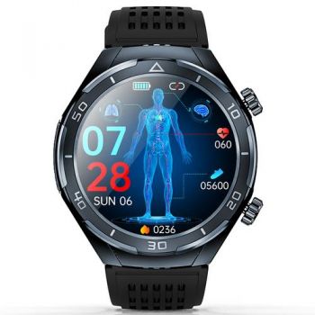 Ceas inteligent Smartwatch iSEN FD02, Apel Bluetooth, Ecran HD 1.46inch, Imbunatatire somn, Glicemie, PPG+ECG, HR, SOS, Asistent vocal, Ingrijire de la distanta (Gri)