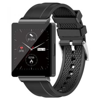 Ceas inteligent Smartwatch iSEN KS01, Ecran IPS HD TFT 1.83inch, ECG, Glucoza din sange, Oxigen din sange, Monitorizare somn, HRV, Termometru, Redare muzica, NFC (Negru)