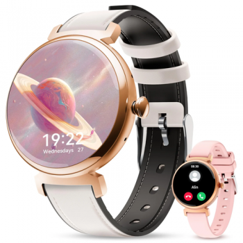 Ceas inteligent Smartwatch Oukitel BT30, Ecran AMOLED Touch Screen 1.04inch, 16MB RAM + 128MB Flash, Apel Bluetooth, Notificari smart, Inregistrare activitati, IP68, Monitorizare sanatate, 160mAh (Auriu)