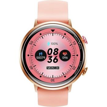 Ceas inteligent Smartwatch Rugged Oukitel BT60, Ecran HD AMOLED 1.32inch, 100+ moduri sport, Asistare vocala, SpO2, HR, Tensiune, Pedometru, Monitorizare somn, 5ATM, IP69 (Roz)