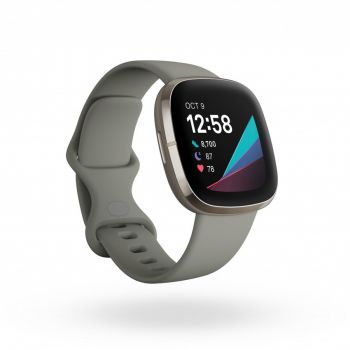 Fitbit Smartwatch Fitbit Versa Sense Sage Grey Silver AMOLED GPS