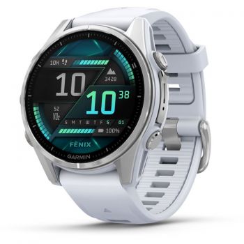 SmartWatch Garmin Fenix 8, 43mm Silver, Whitestone Silicone