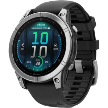 SmartWatch Garmin Fenix E, 47mm Stainless Steel, Black Silicone