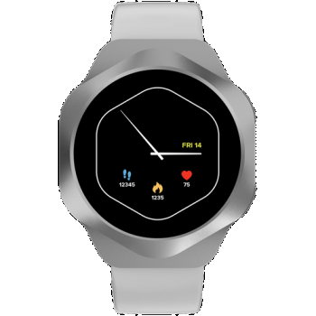 Ceas inteligent Smartwatch CANYON Hexagon 88, Bluetooth, Ecran AMOLED 1.43inch, Pedometru, Senzor G, Ritm cardiac (Argintiu)