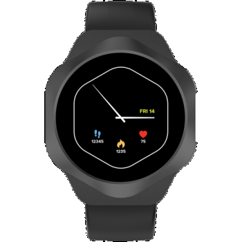 Ceas inteligent Smartwatch CANYON Hexagon 88, Bluetooth, Ecran AMOLED 1.43inch, Pedometru, Senzor G, Ritm cardiac (Negru)